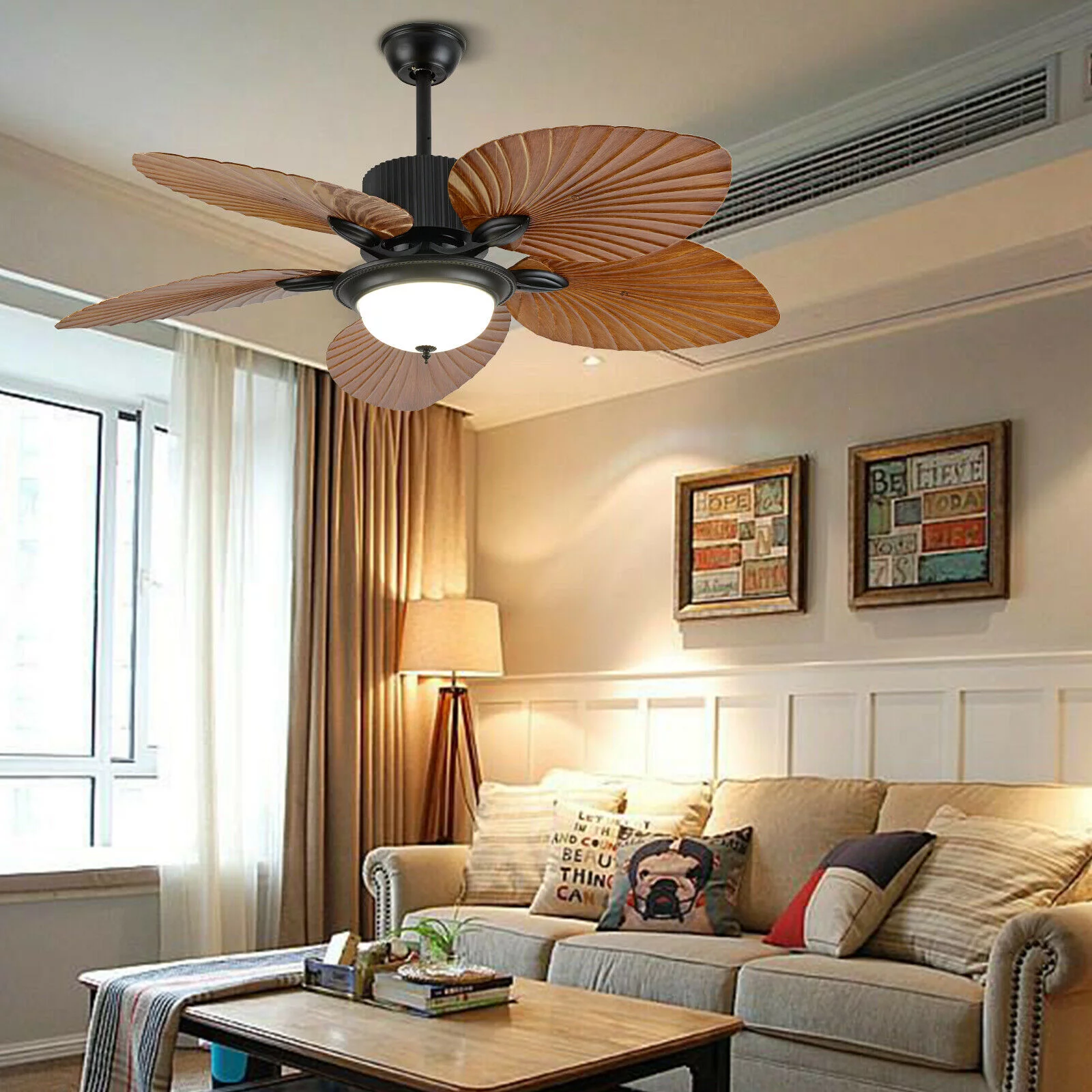 52"Modern Indoor Outdoor Ceiling Fan With LED Light Dimmable Ceiling light with Fan Chandelier Lamp pendent celling lighting lamp light fixture Fandelier Remote Control 3 Fan Speeds