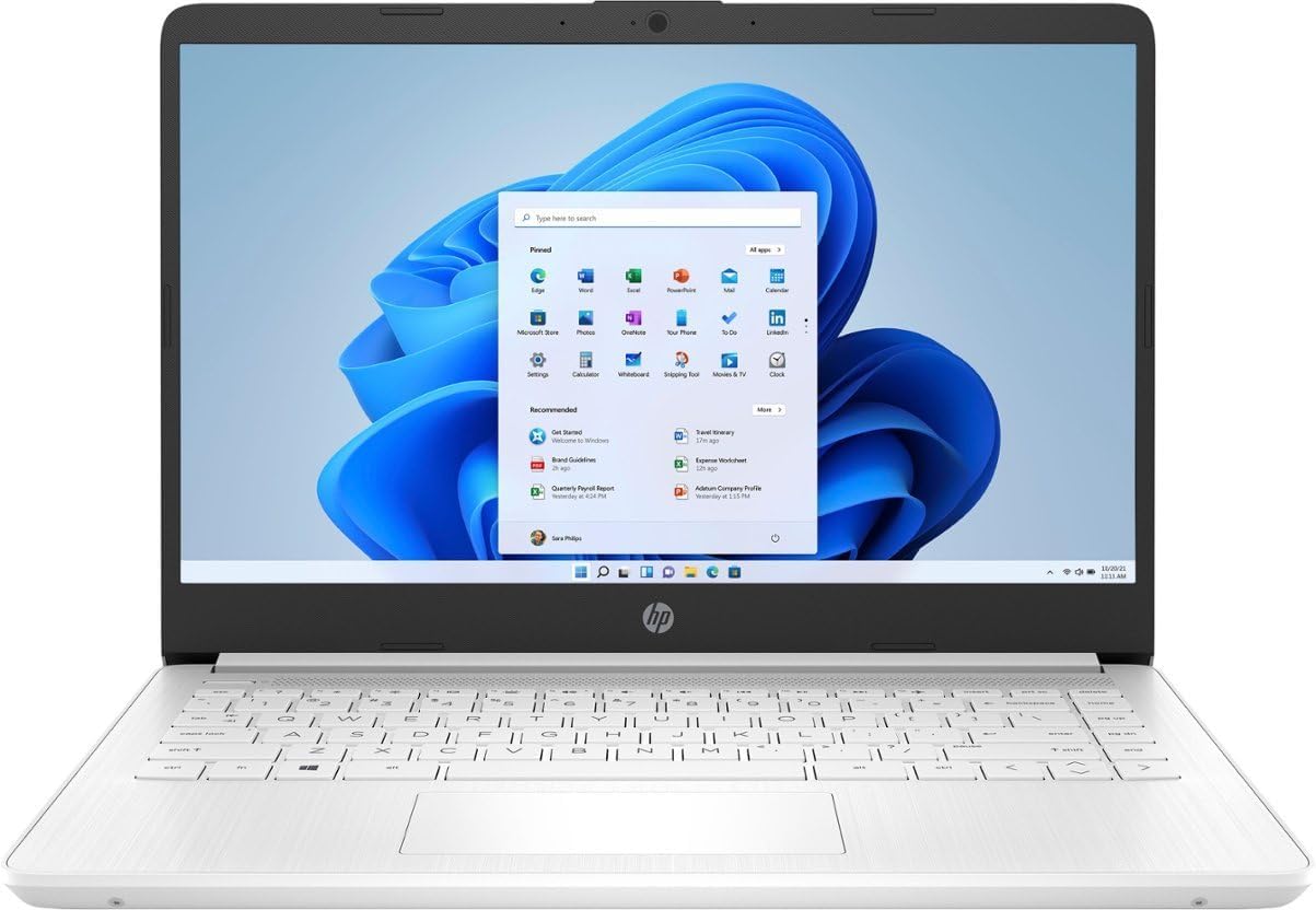 HP Stream 14-inch HD Display Laptop, Intel Celeron N4020, 8GB RAM, 64 GB Storage, Windows 11 Home, Thin & Portable, 4K Graphics, One Year of Microsoft 365, Snowflake White