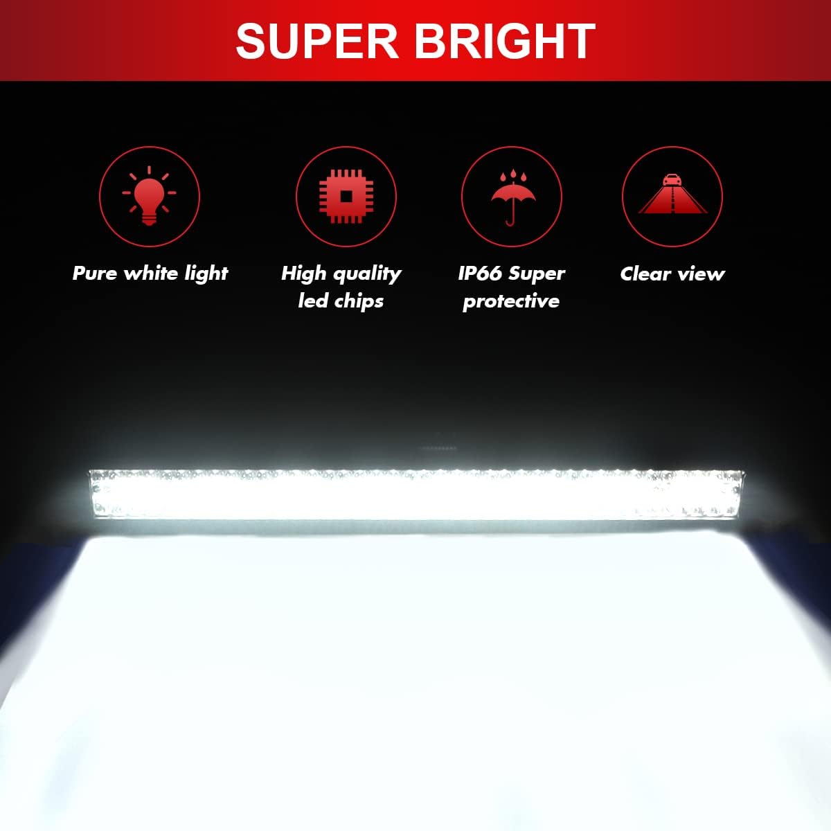 GREUNION 32 inch led Light bar, 672W Off-Road car led Lights bar, IP66 Triple Row Flood spot Combo 32 led Bars Light for UTV Truck ATV SUV Van Pick-up Boat and Tractor (6000K) Pack of 2