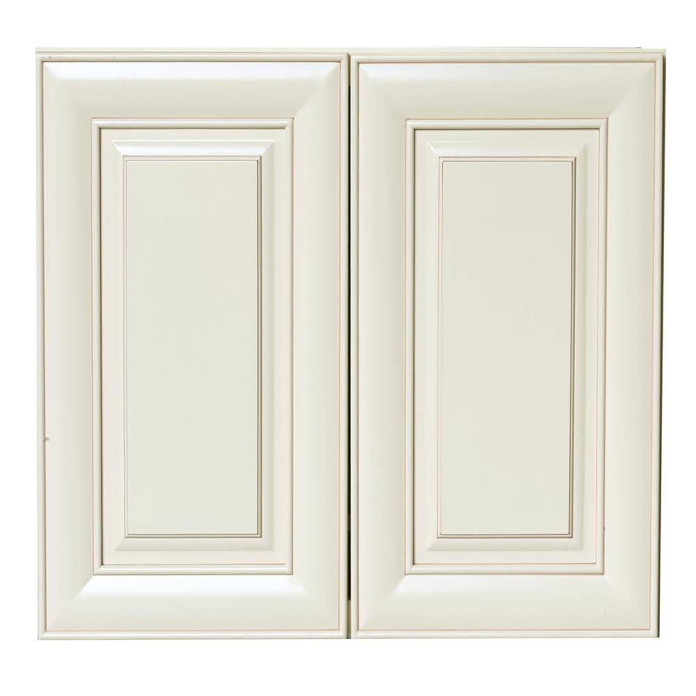 Plywell Ready to Assemble 30x36x12 in. High Double Door Wall Cabinet in Antique White AWxW3036