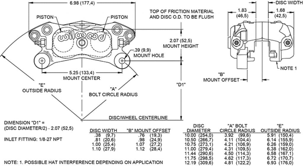 Wilwood Caliper-Forged DynaliteI 1.38in Pistons .81in Disc Black | 120-13839-BK