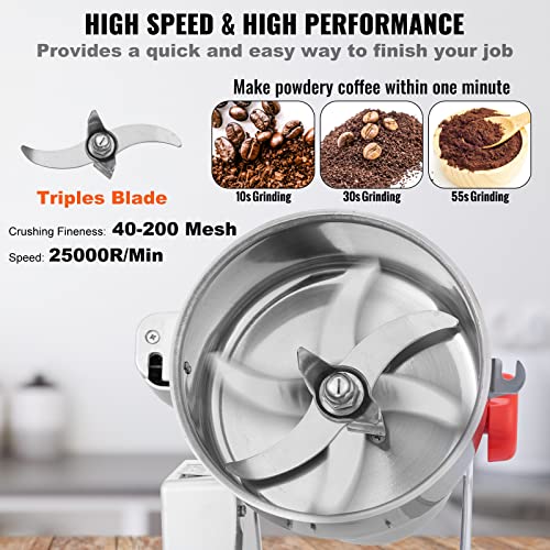 VEVOR Electric Grain Mill Grinder, High Speed Commercial