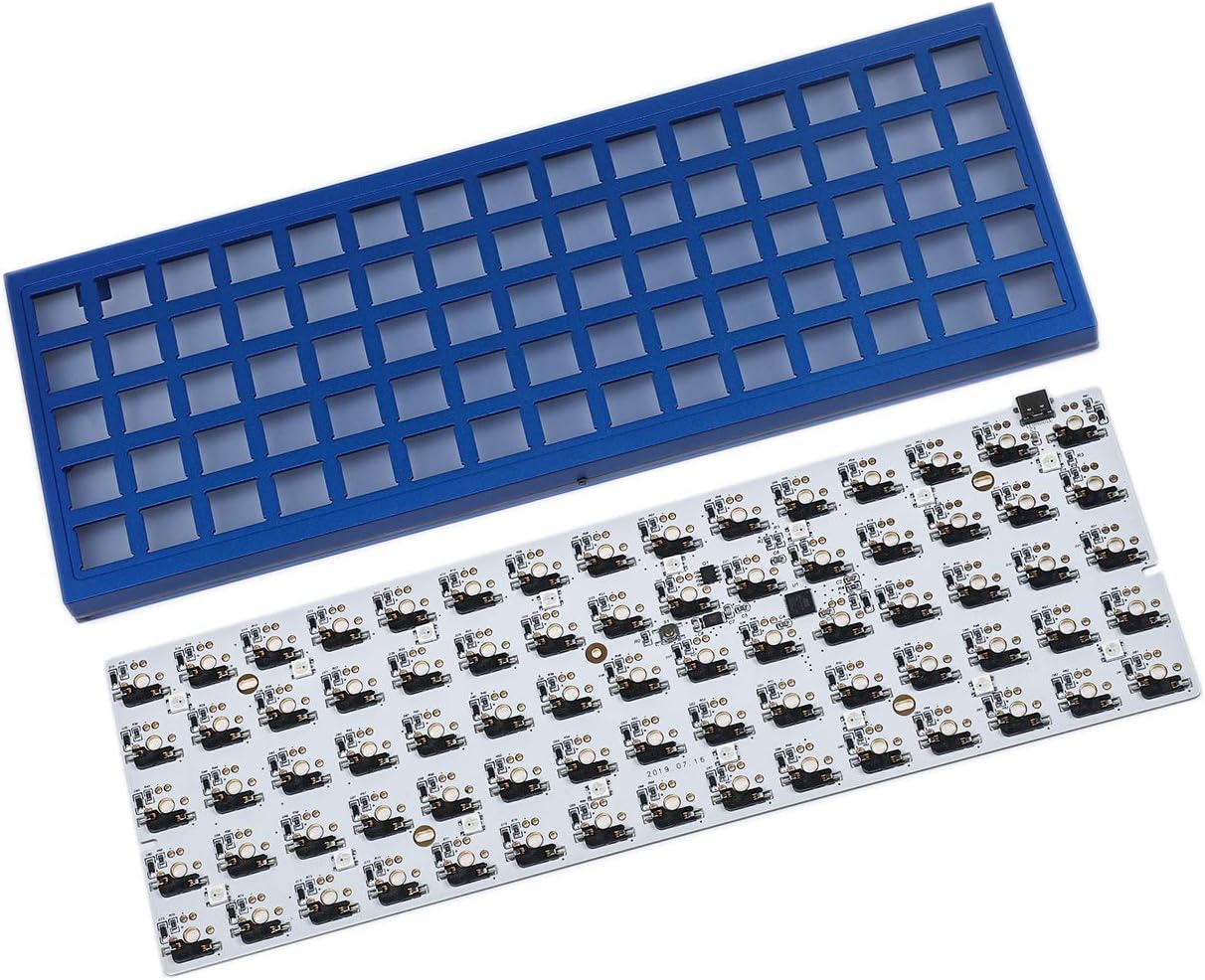 ID75 75 Keys Ortholinear Layout QMK Anodized Aluminum Case Plate hot-swappable Hot Swap Type C PCB Mechanical Keyboard Kit (Black)