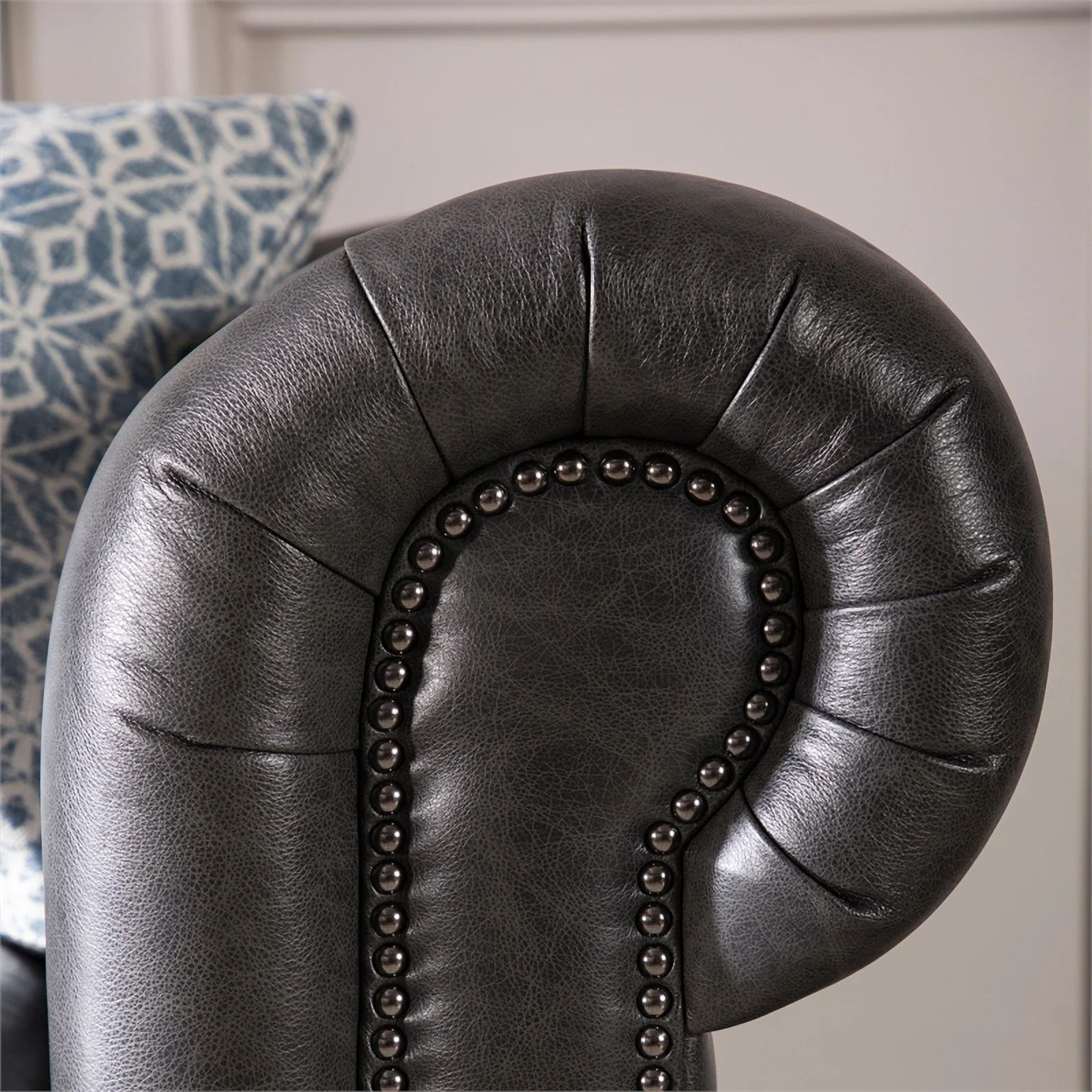 Brookfield Leather Chesterfield Sofa In Grey