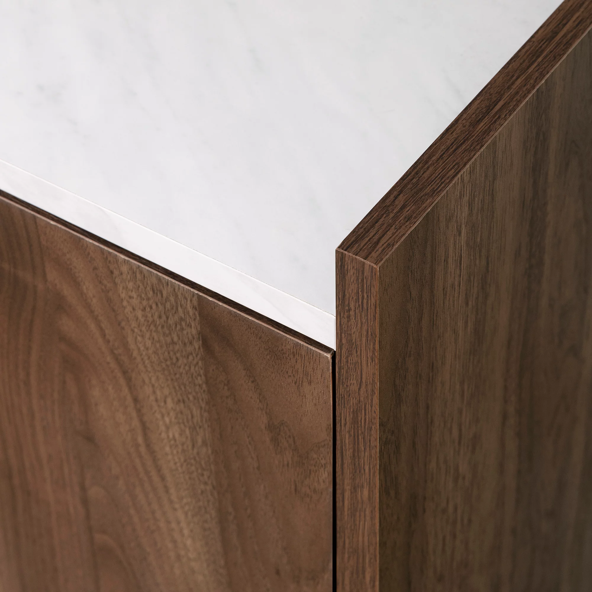 South Shore Hype Buffet with Strorage, Natural Walnut and Faux Carrara Marble