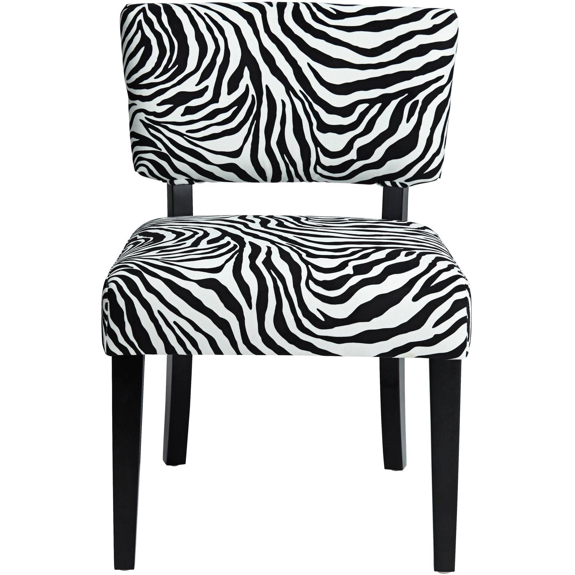 Studio 55D Zambia Zebra Print Accent Chair with Velvet Fabric
