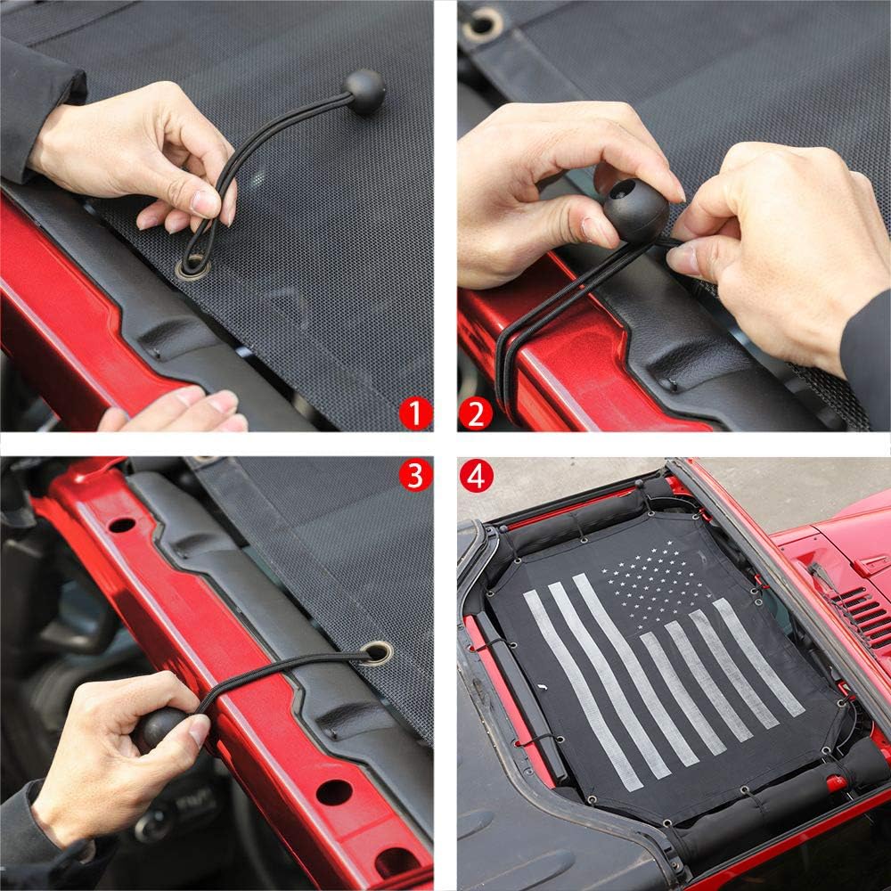 Savadicar Mesh Shade Top Sunshade Cover for 2007-2018 Jeep Wrangler JK JKU 2/4-Door, Provide UV Protection, Durable Polyester, Black