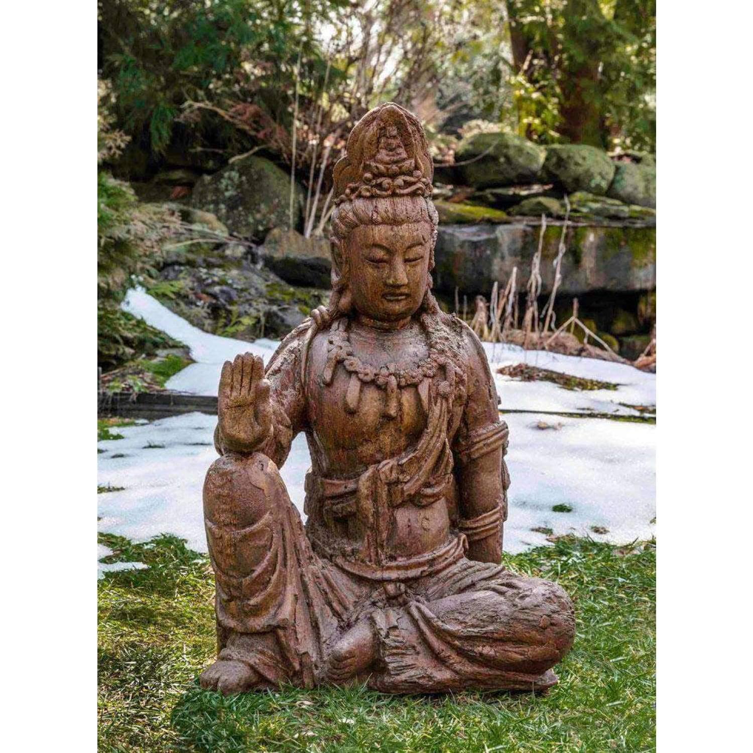 Campania International Antique Quan Yin Statue - Grey Stone