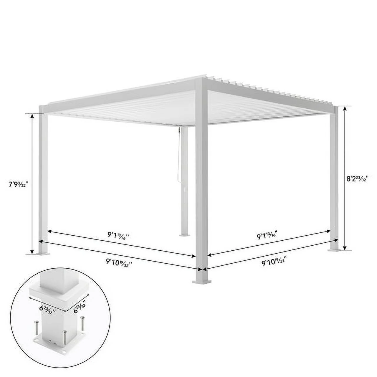 MIRADOR 111S Louvered Pergola 10' x 10' Outdoor Pergola Aluminum Gazebo w/ Adjustable Roof,White