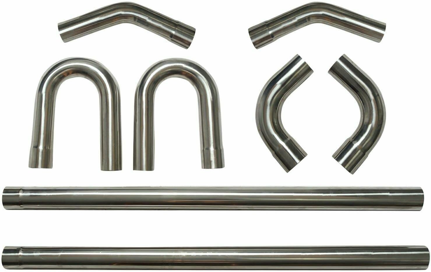 304 Stainless Steel 2" Mandrel Straight & Bend Pipe Exhaust Pipe Kit 8 PCS