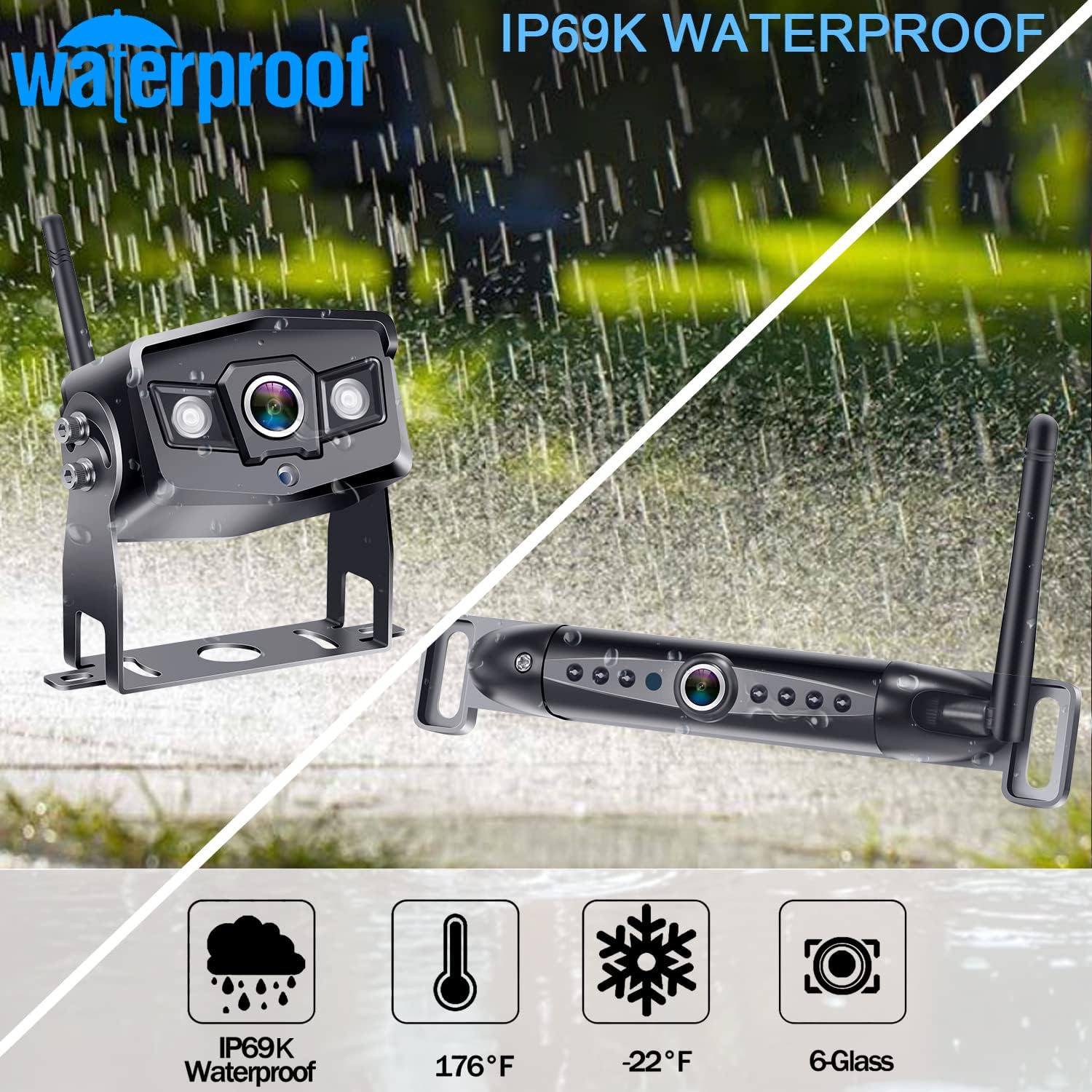 Wireless Backup Camera for RV,Split Screen 7 Inch HD 1080P DVR Monitor Wireless License Plate Backup Camera & Wireless RV Camera Add Up to 4 Cameras LeeKooLuu LK6