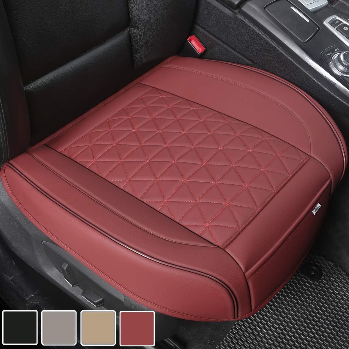 Black Panther Luxury Faux Leather Car Seat Cover Front Bottom Seat Cushion Cover, Anti-Slip and Wrap Around The Bottom, Fits 95% of Vehicles - 1 Piece,Black