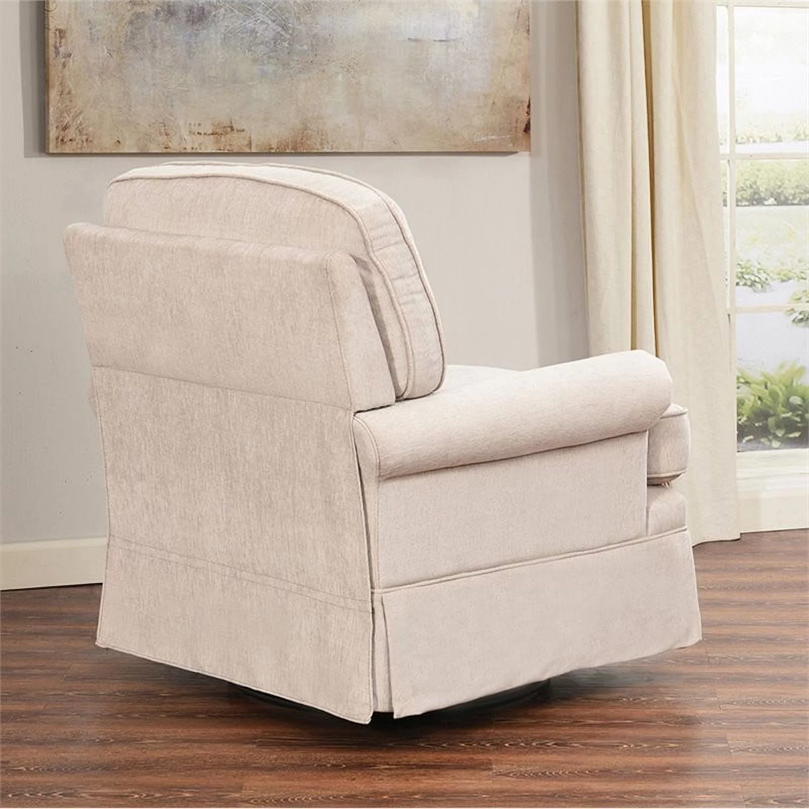 Abbyson Living Chloe Swivel Glider Chair and Ottoman in Cream
