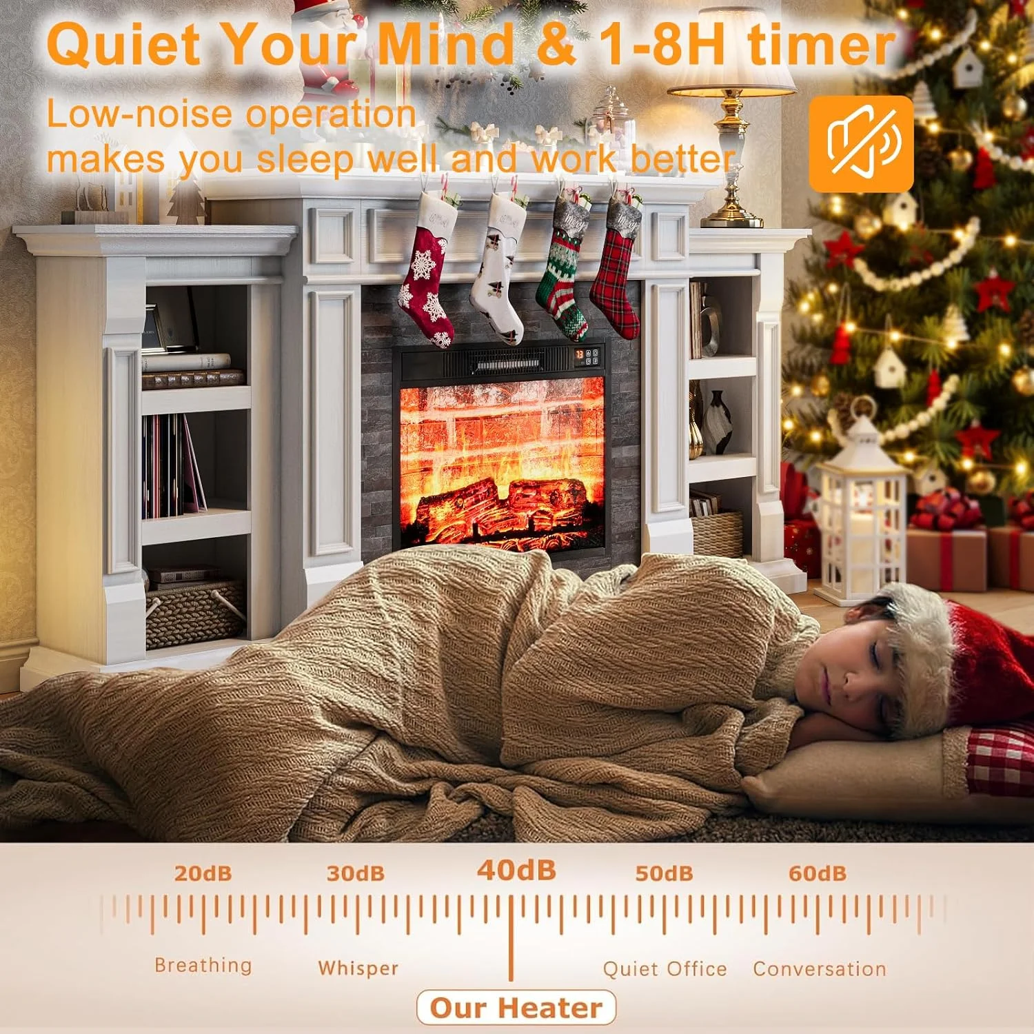 Relefree 70" Electric Fireplace with Mantel, Farmhouse TV Stand For TVs up to 80" with Remote Control, White - Curated Treasures Market