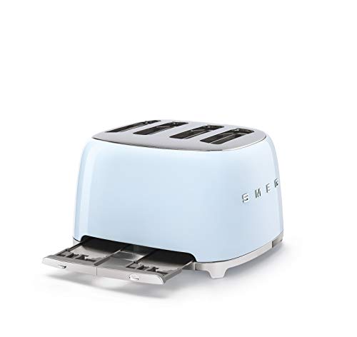 Smeg 50s Retro 4-Slot Toaster TSF03 Bundle with Bamboo Tongs