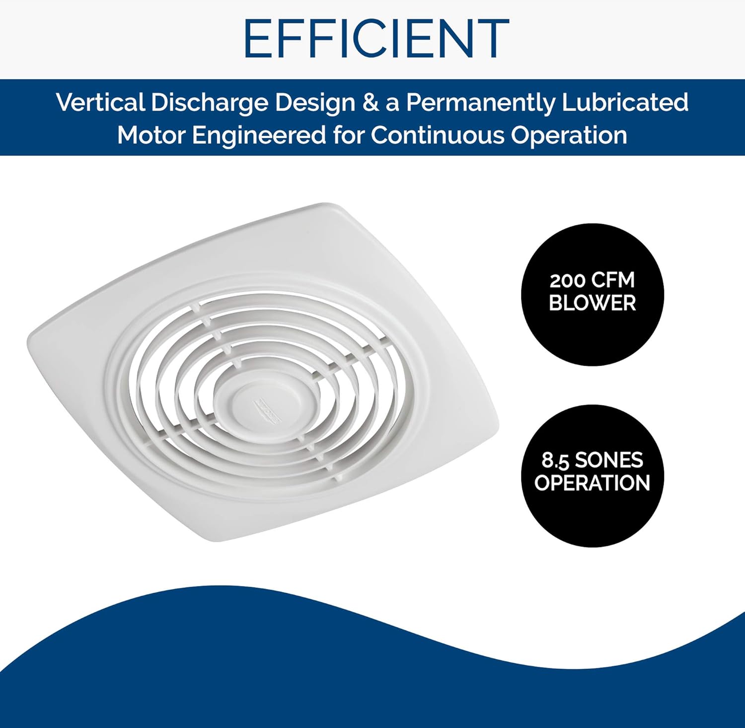 Broan-NuTone 505 Exhaust Fan, White Vertical Discharge Ceiling Ventilation Fan, 8.5 Sones, 200 CFM, 8