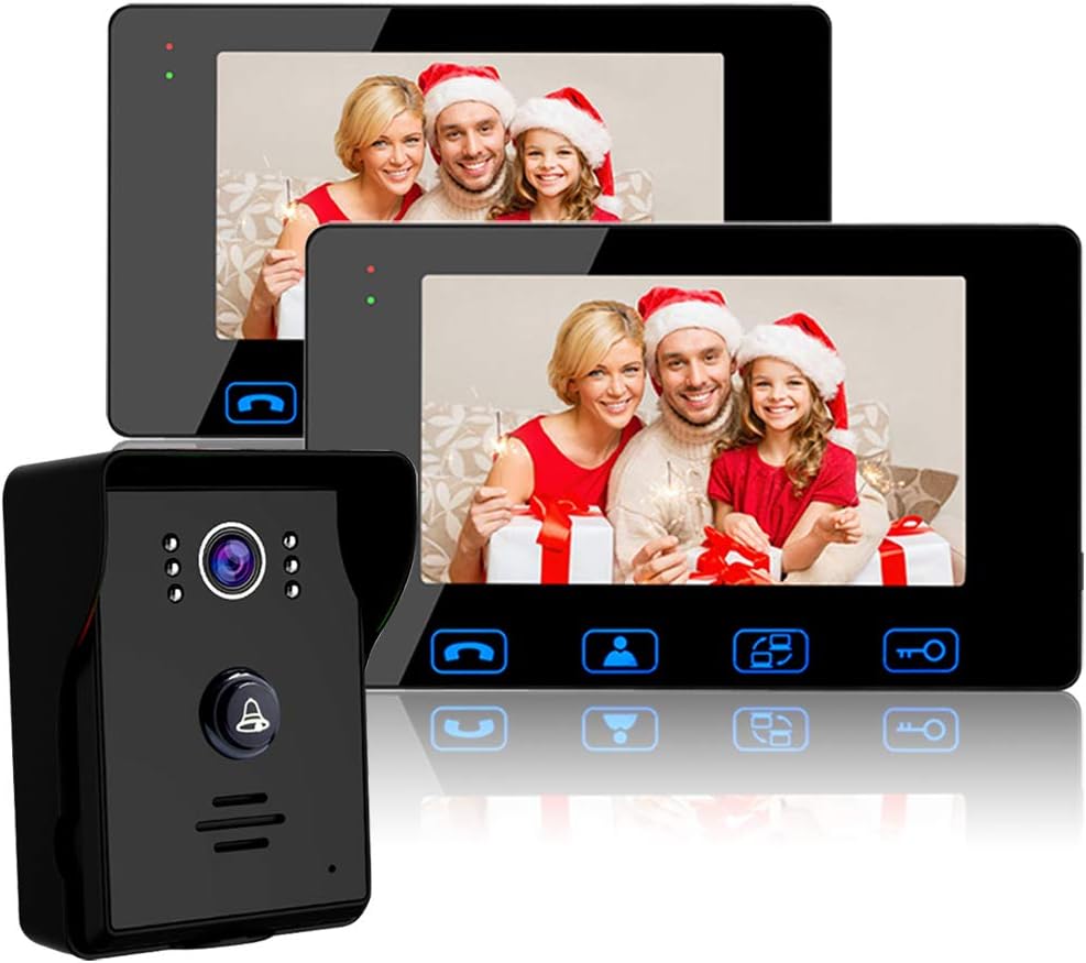 Video Door Phone Doorbell Wires Video Intercom Monitor 7 Wired Door Bell Home Security System with Night Vision and Push Button HD Camera
