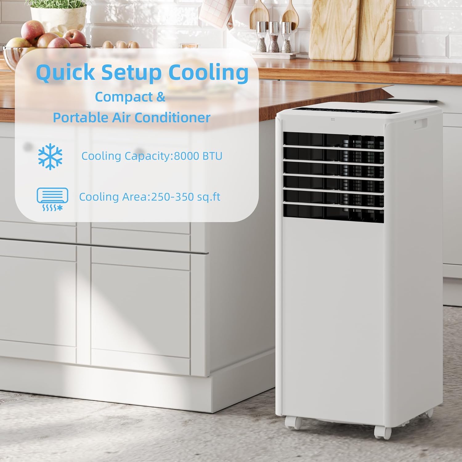 8000 BTU Portable Air Conditioners Cools 350 Sq.Ft. 3-in-1 Portable AC Units for Rooms with Remote Control/Sleep Mode/24H Timer, AC Unit for Bedroom Apartment, Window Kit Included
