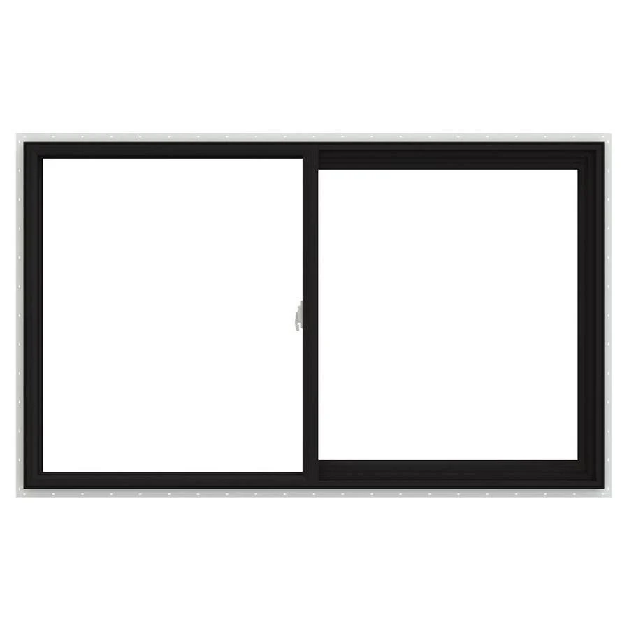 JELD-WEN V-2500 59.5-in x 35.5-in x 2.9065-in Jamb Right-Operable Vinyl New Construction Egress Black Sliding Window | LOWOLJW23