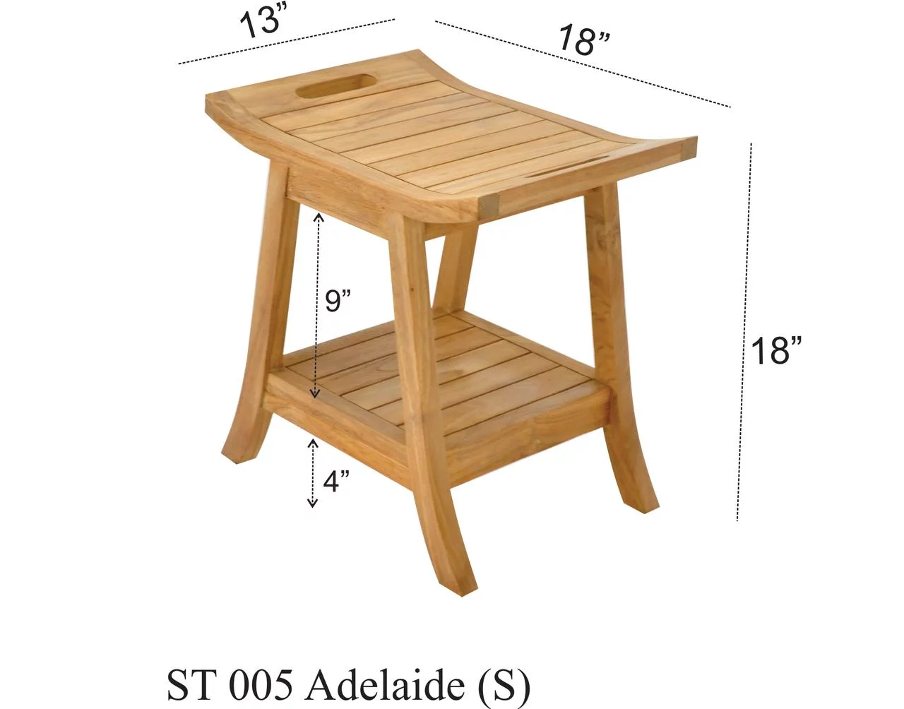 Grade-A Teak Wood Adelaide Shower Seat 18" Outdoor Patio Stool Bench