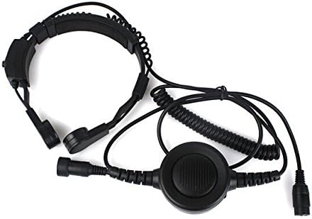 Tactical Throat Mic Earpiece Headset with Finger Ptt Compatible with Baofeng Radio BF-F8HP BF-F9 UV-82 UV-82HP UV-82C UV-5R UV-5R+ UV-5RA UV-5RB UV-5RC UV-5RD UV-5RE Kenwood Wouxun Two-Way Radio Pack of 2