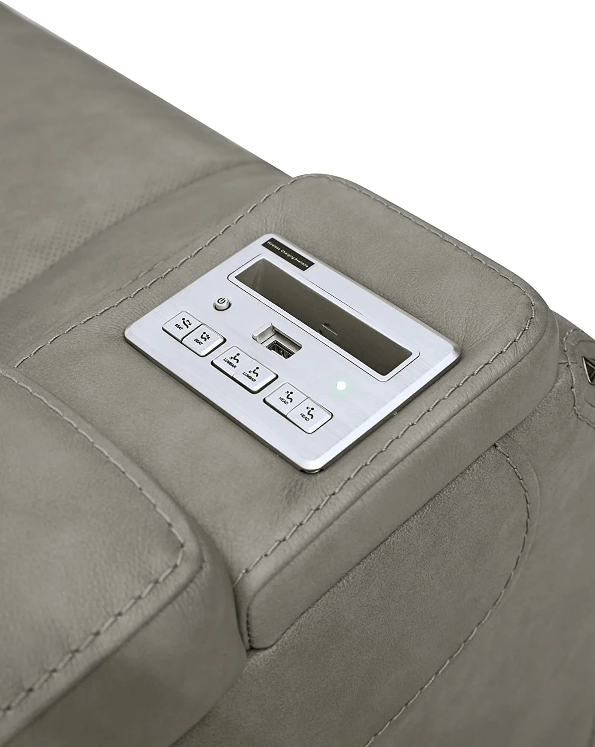 Signature Design by Ashley The Man-Den Leather Power Reclining Loveseat in Gray