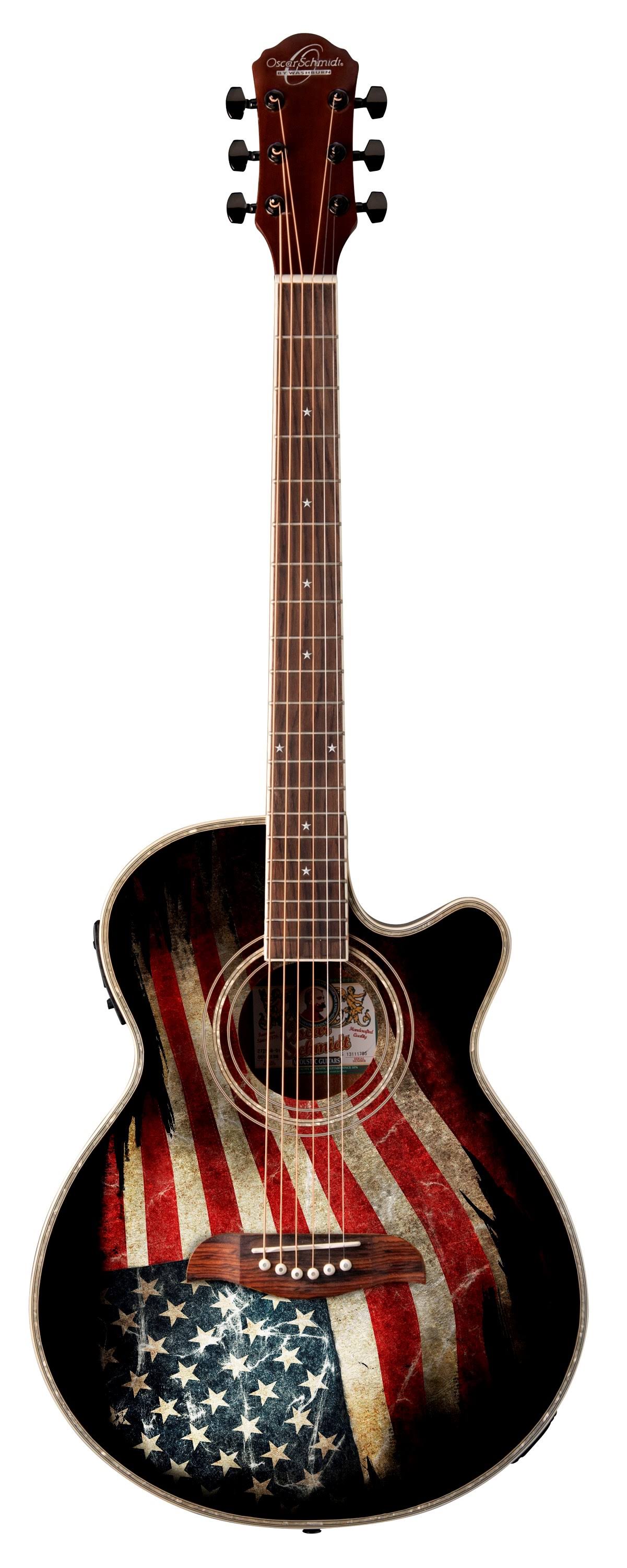Oscar Schmidt OG10CEFLAG Acoustic-Electric Guitar - American Flag