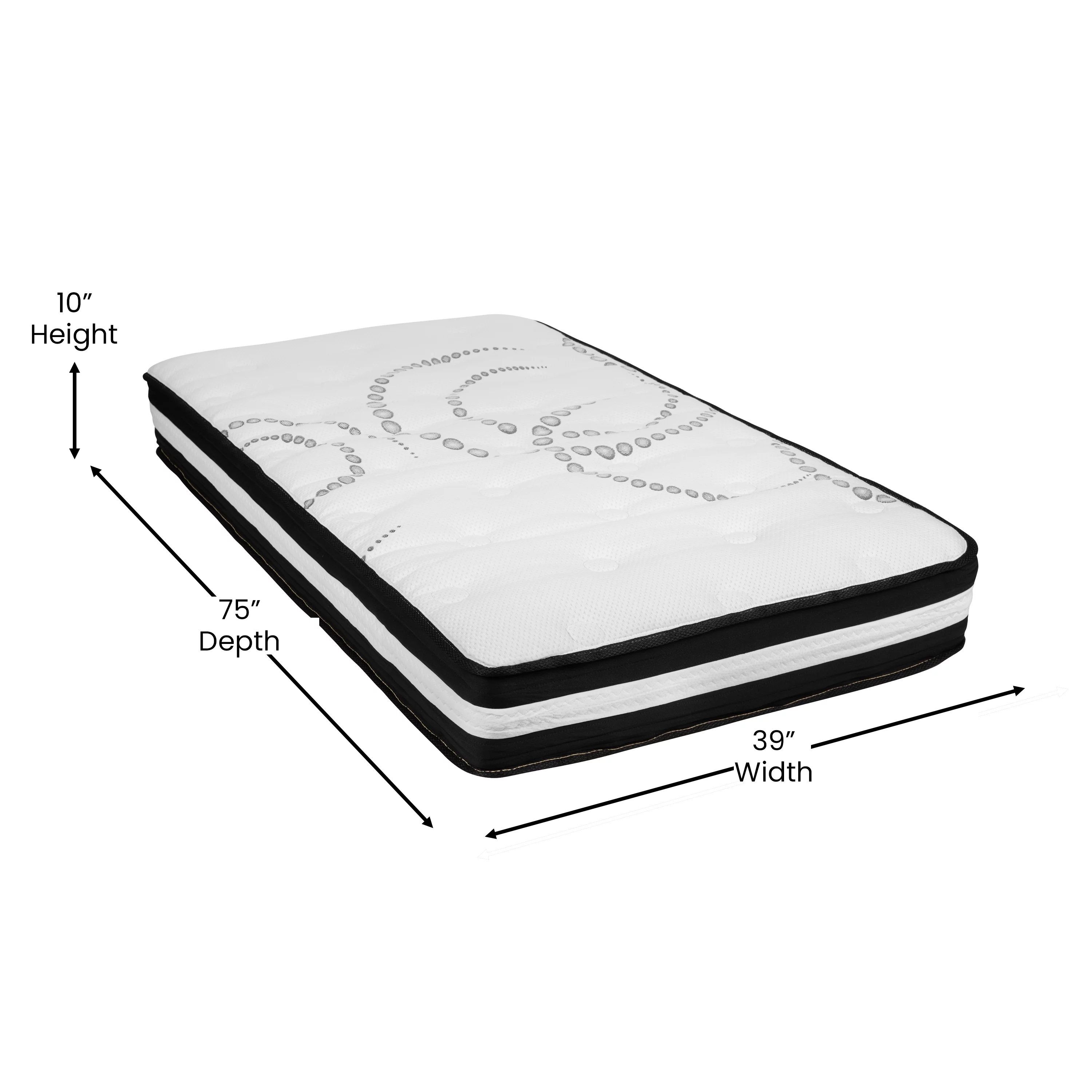 Merrick Lane 10" Hybrid Mattress Pocket Spring and Memory Foam, Twin
