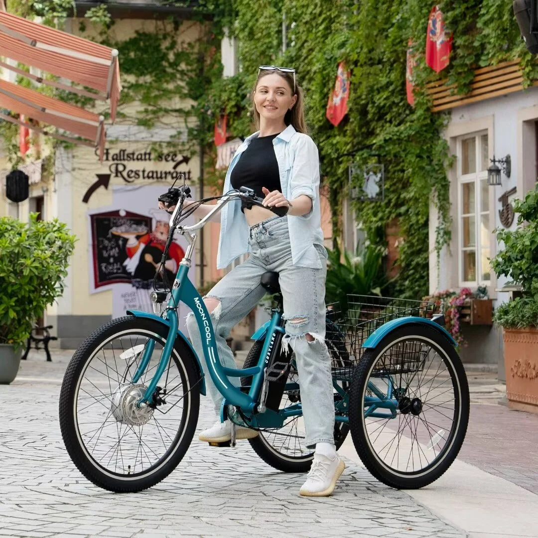 Docred 24'' Adult Electric Tricycles 3 Wheel Electric Bike, 15.5 mph 500W Electric Trikes for Seniors .7-Speed & 4 Adjustable Riding Modes Electric Tricycle with 36V Removable Lithium Battery