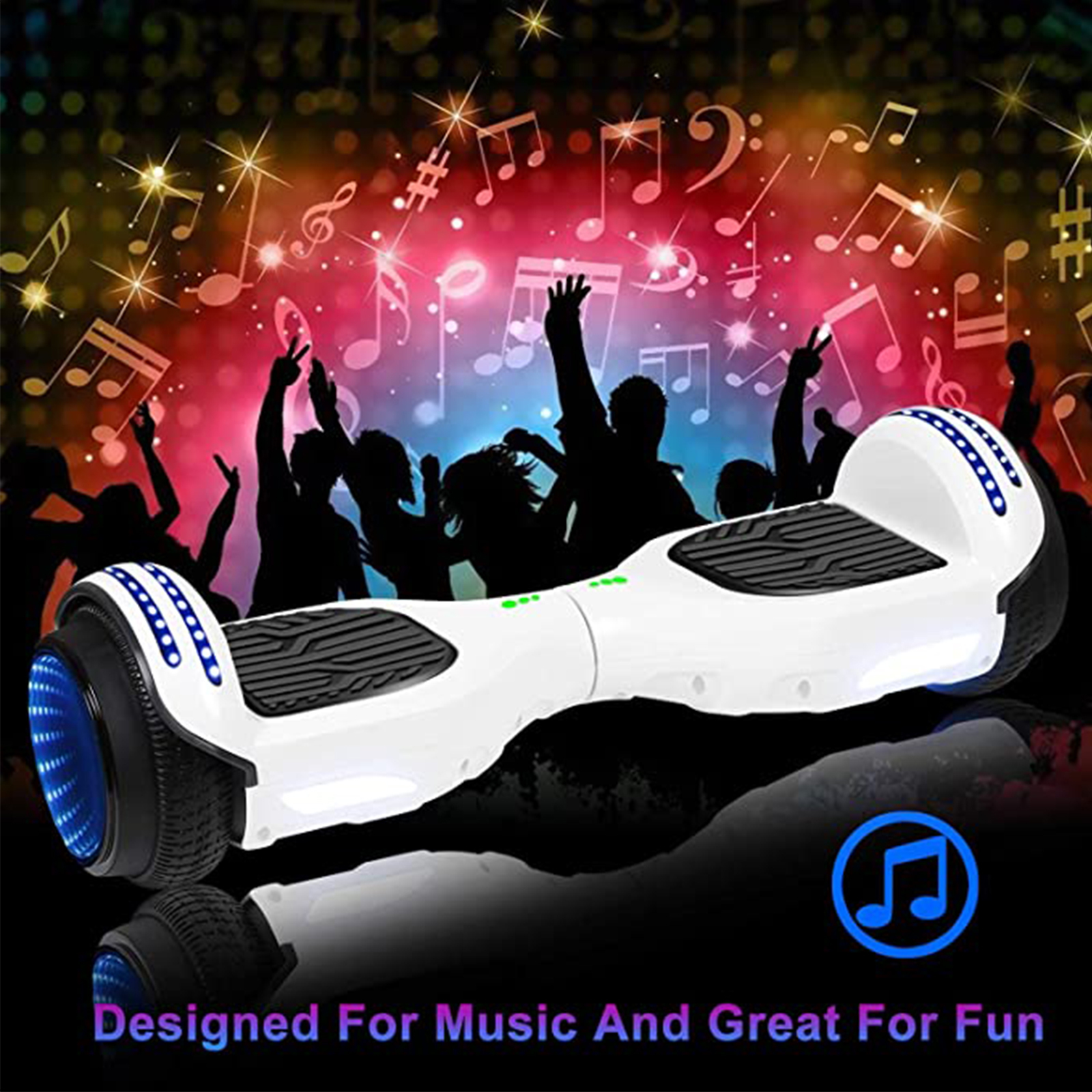 CBD Hoverboard for Kids and Adults, 6.5" Flash Wheel Hoverboard with LED Lights and Bluetooth Speaker, White