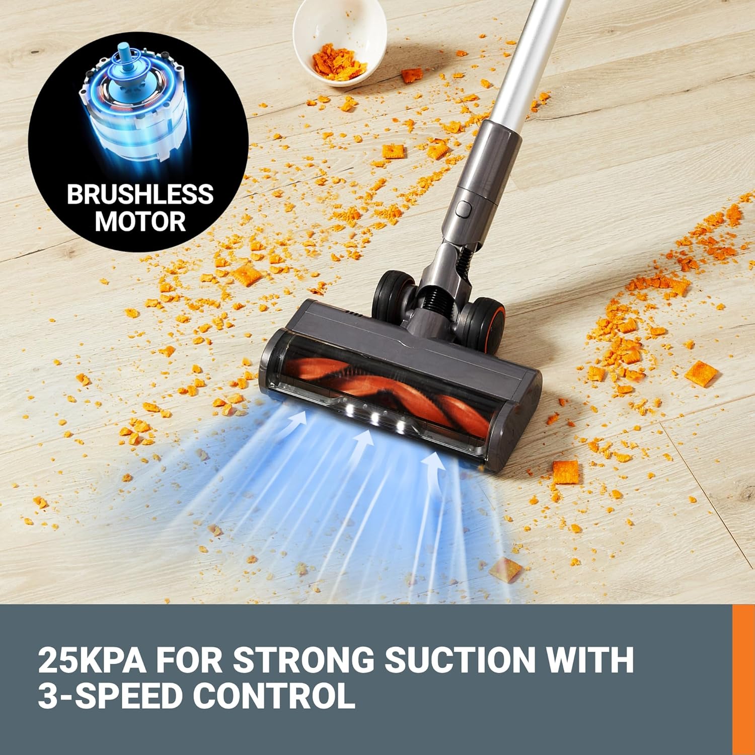 WORX 20V Cordless Stick Vacuum, Powerful Cordless Vacuum Cleaner 25Kpa High Suction for Pet Hair, Lightweight Handheld Vacuum Cleans Floors Carpet Car – 2 Batteries & Wall-Mount Charger Included