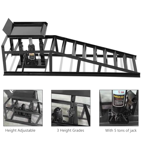 2PCS 5T 11060lbs Hydraulic Car Ramps, Heavy Duty Hydraulic Vehicle Ramps Lift Ramp, Portable Car Ramps for Oil Changes, Car Lifts for Home Garage, Vehicle Auto Garage Repair