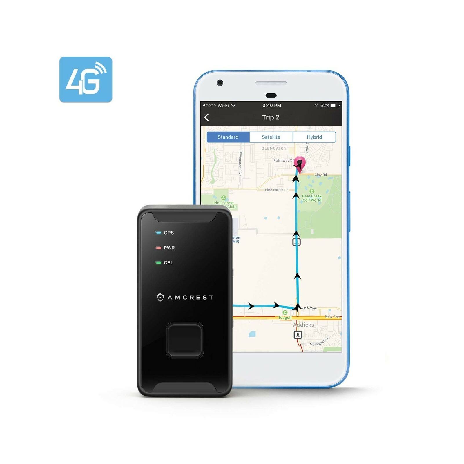 Amcrest 4G LTE GPS Tracker - Portable Mini Hidden Real-time GPS Tracking Device for Vehicles, Cars, Kids, Persons, Assets W/geo-