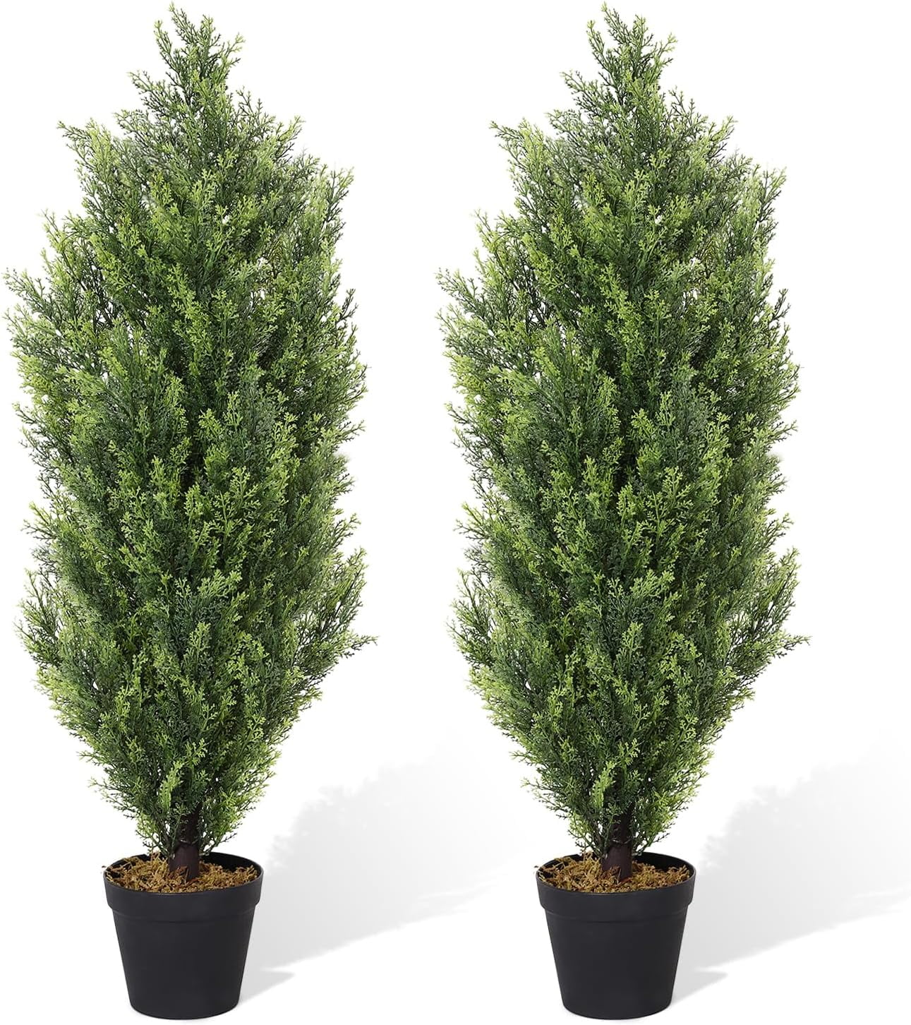 YANPO 3ft Topiary Trees Artificial Outdoors 2 Pack Fake Outdoor Plants Faux Cedar Pine Bushes and Shrubs Set of 2 for Front Porch 3 Feet - Curated Treasures Market