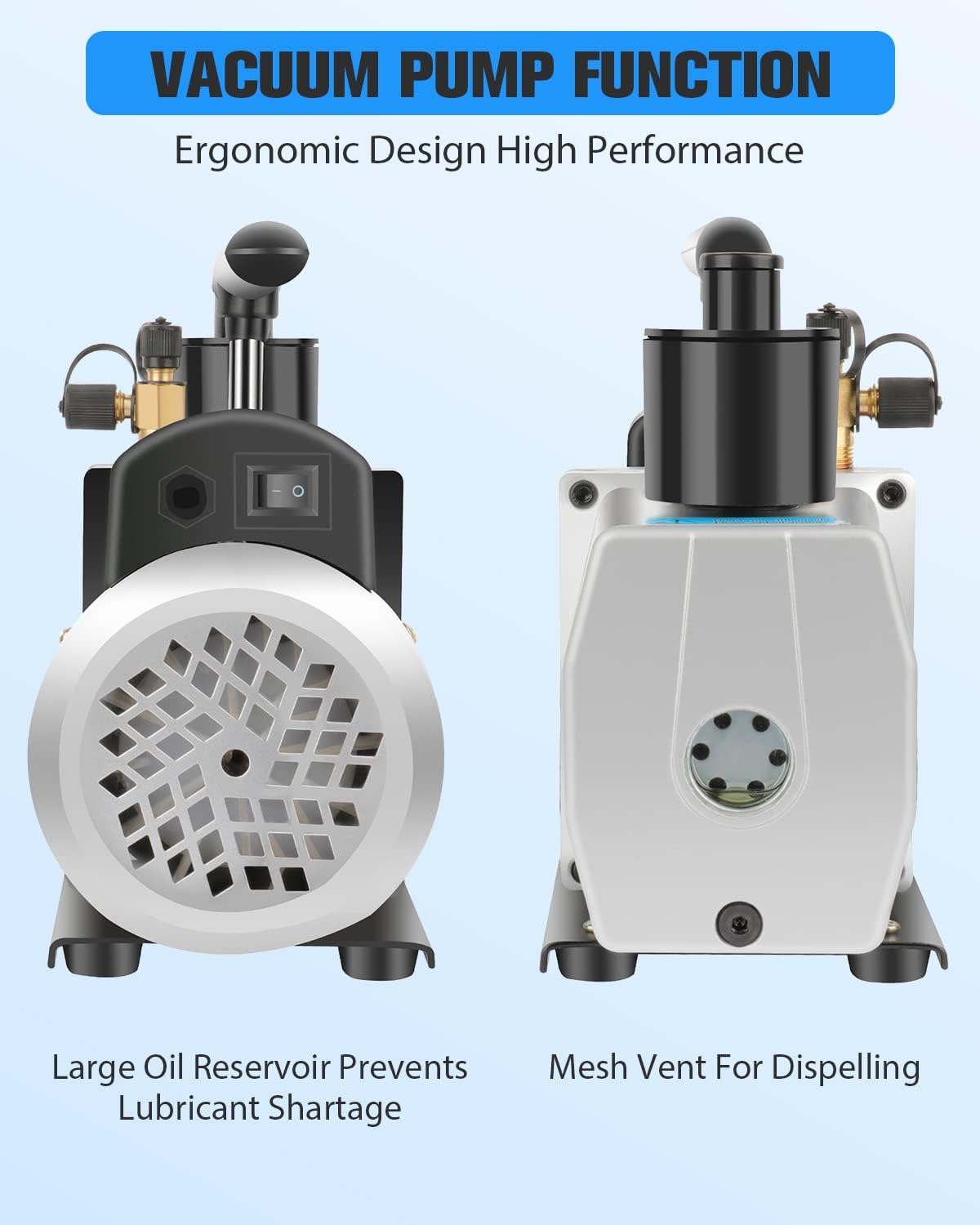 110V 5 CFM Vacuum Pump Rotary Vane 1/2HP for A/C HVAC Auto Repair R410a R134 with Oil Bottle