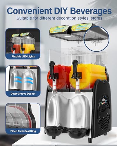 GSEICE Slushy Machines, Margarita Machine for Slushies Margaritas Daiquiris, 110V/60Hz Slushie Machine for Restaurants Bars Beer Barn Home Party Cafes