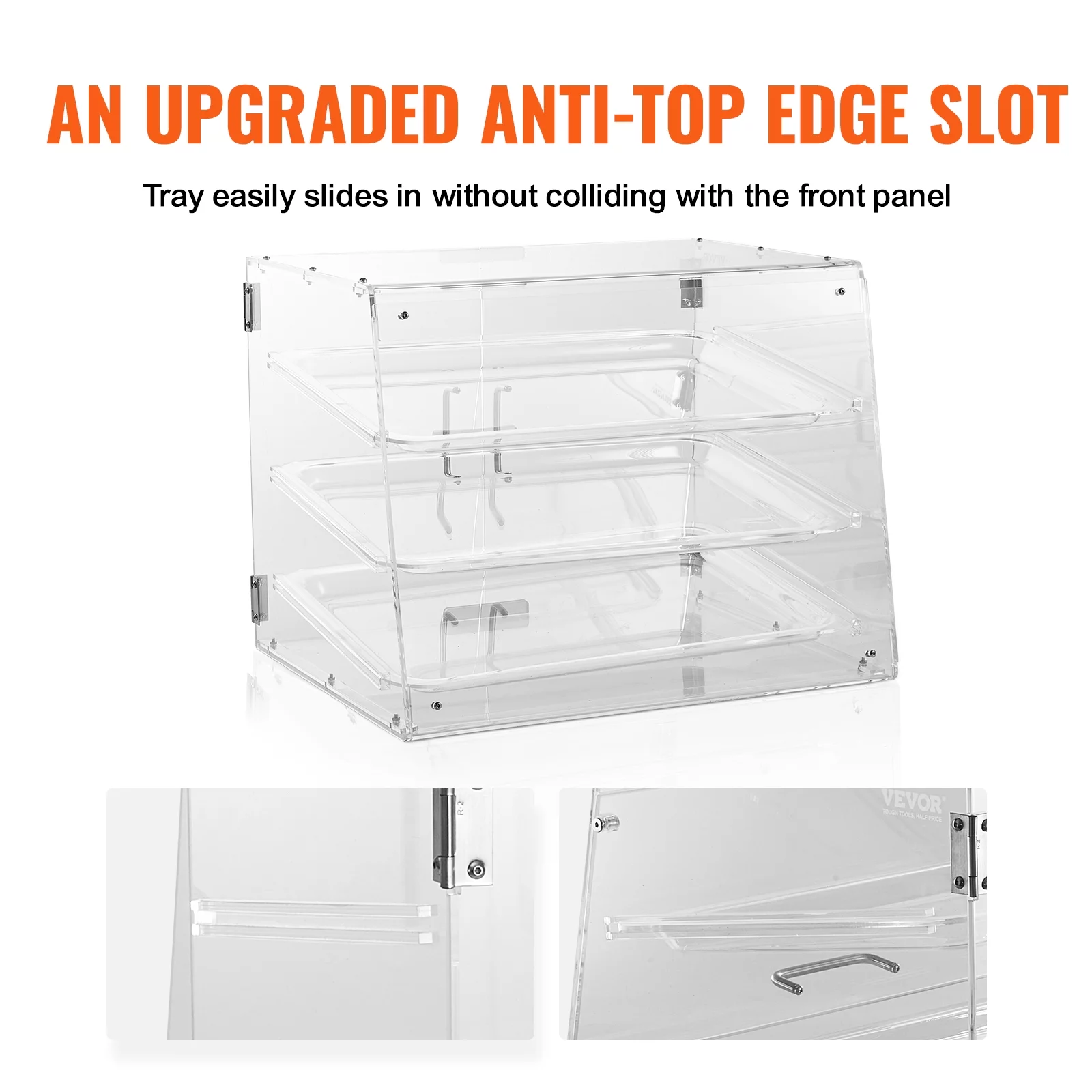 BENTISM 3-Tier Acrylic Bakery Display Case Countertop Donut Pastry Case Rear Door