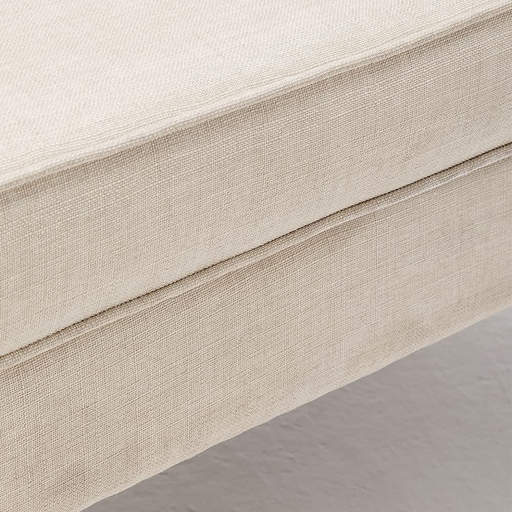 Loveseat Settee Bench with Natural Rattan Arms,Upholstered Modern High-Back Mini Sofa Couch,Banquette Dining Bench for Living Dining Room Bedroom Office Small Space Entryway,Light Grey