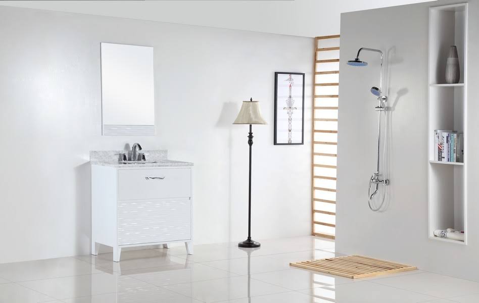 30 in. Single Sink Vanity with White Carrara Top CO201010