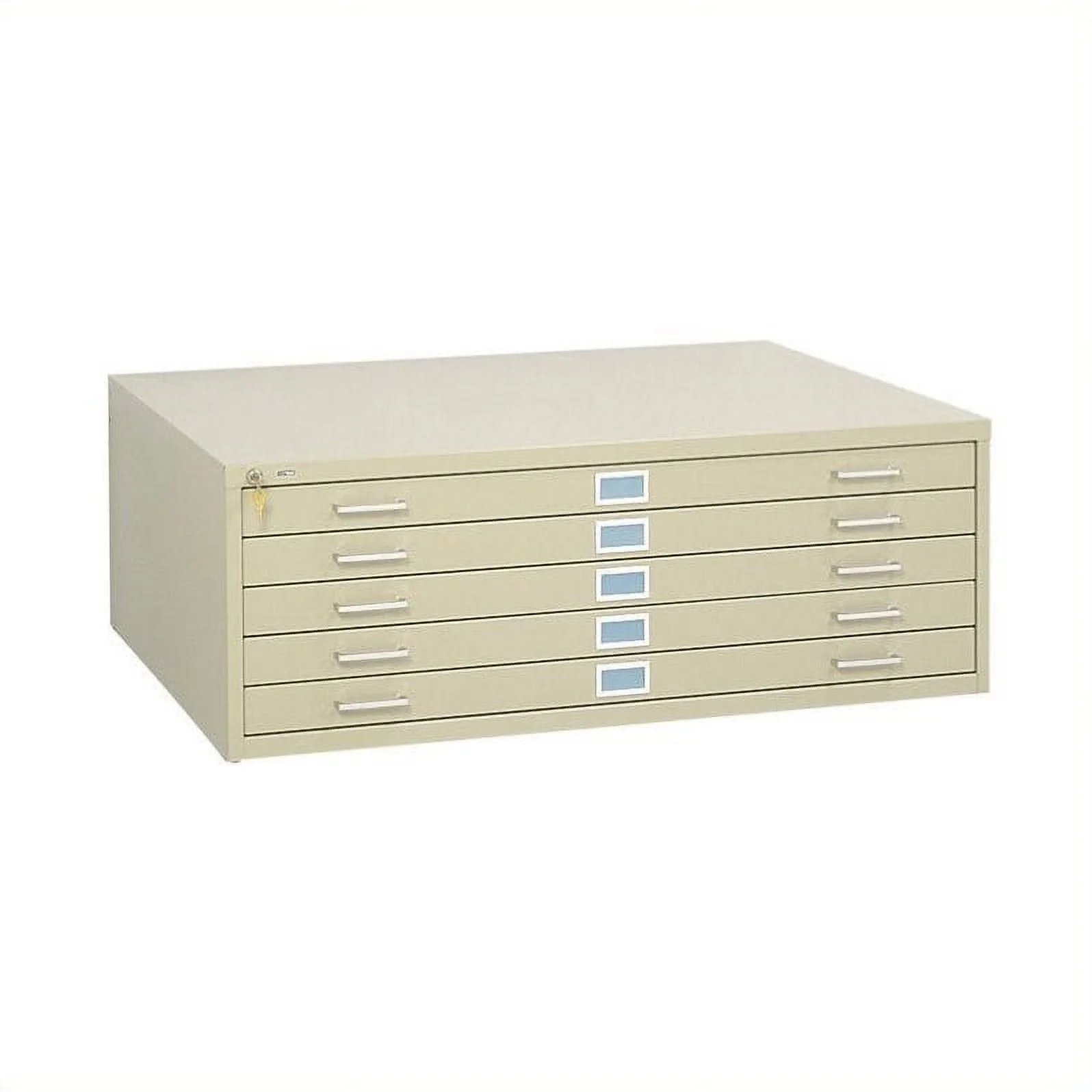 Safco 5 Drawer Flat File Cabinet with Closed Base in Brown