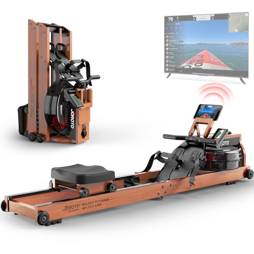 JOROTO Rowing Machines for Home Use, Foldable Rower Machine with Bluetooth Monitor, Tablet Holder Water Rowing Machine