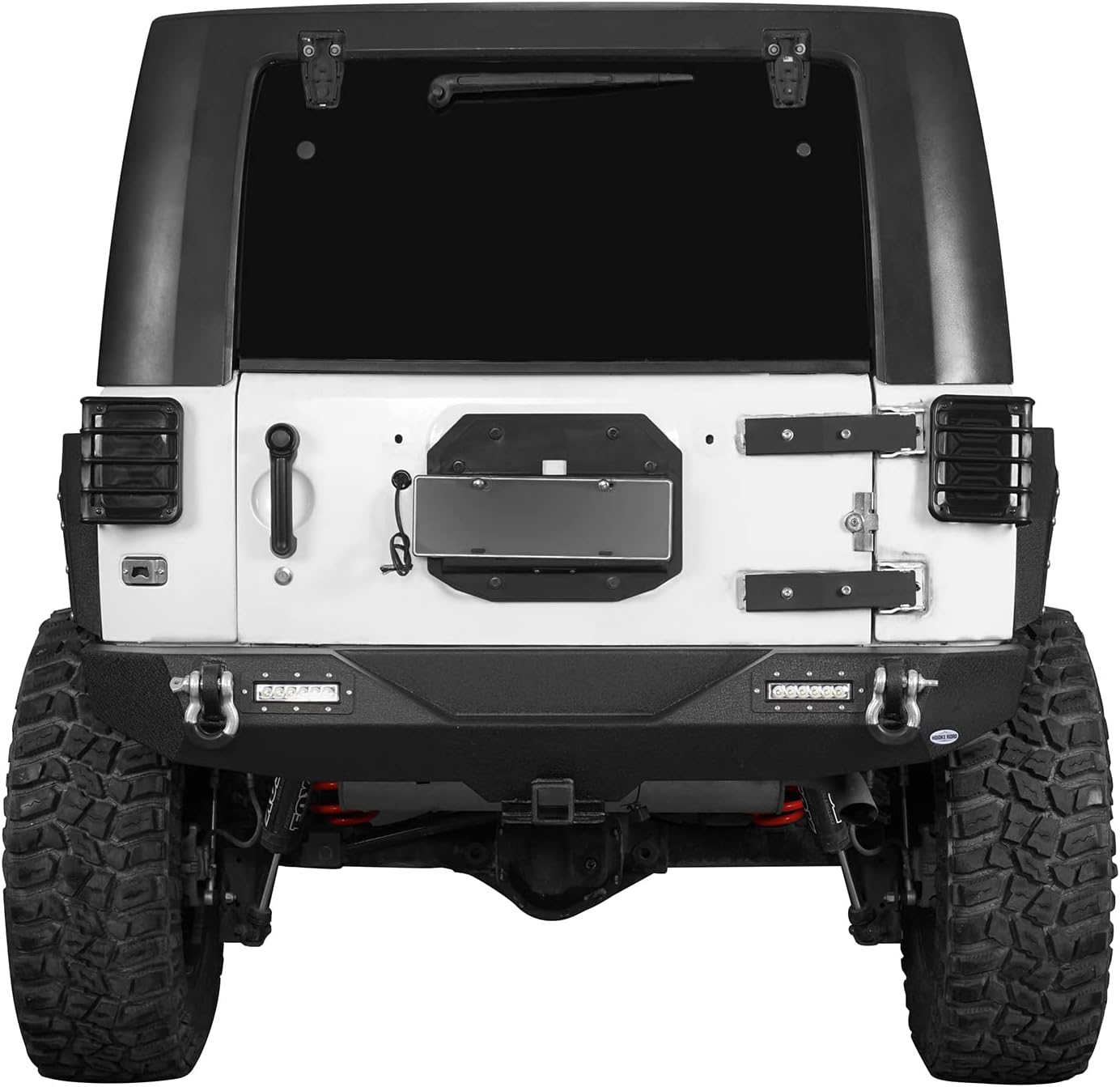 u-Box Wrangler JK Bumpers Combo - Different Trail Front & Rear Bumpers Kit w/ Winch Plate & Hitch Receiver & LED Lights for Jeep Wrangler JK 2007-2018