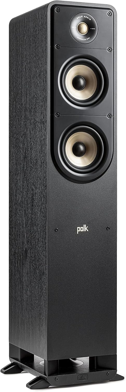 Polk Signature Elite ES50 Tower Speaker - Hi-Res Audio Certified and Dolby Atmos & DTS:X Compatible, 1" Tweeter & (2) 5.25" Woofers, Power Port Technology for Effortless Bass, Stunning Black