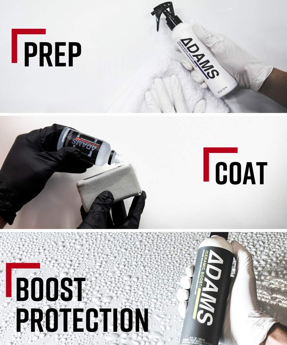 Adam's UV Paint Ceramic Coating Complete Kit - 9H Ceramic Coating Kit W/UV Flashlight | 5+ Years of Protection | Apply After Car Wash Clay Bar Car Polisher | Car Detailing Kit Boat RV Motorcycle