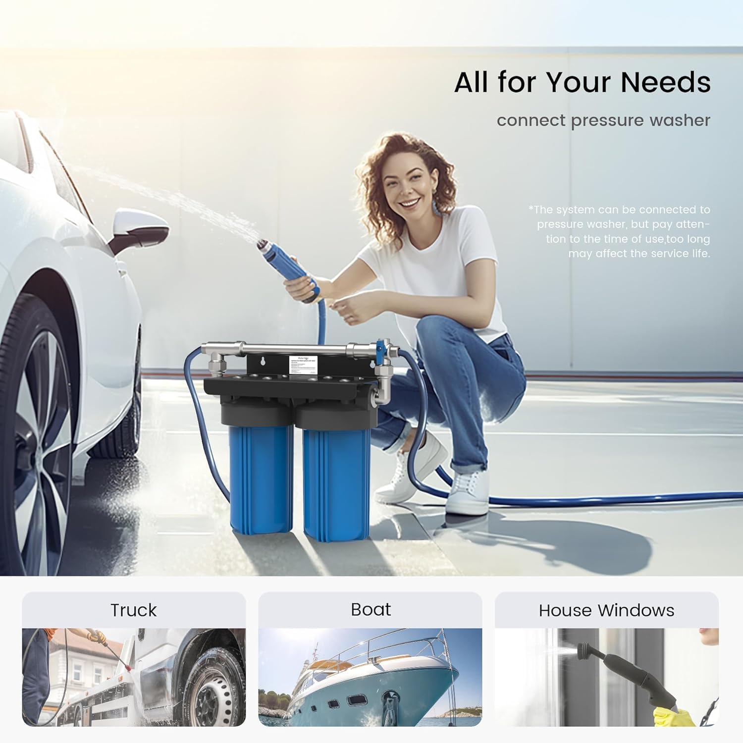 Waterdrop Spotless Car Wash System with Resin, Deionized Water System, Spot Free, Works for All Vehicles, RV, Motorcycles, Windows, Boats, Planes and More, No Towel Drying.