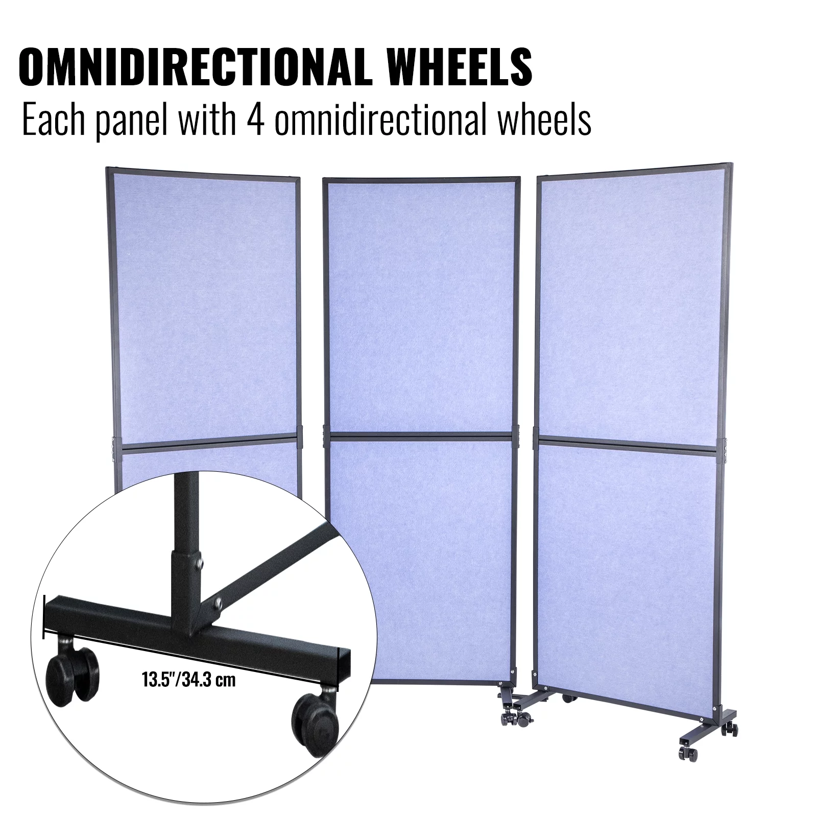 VEVORbrand Office Partition 72" x 66" Room Divider 3 Pack Office Divider Wall Blue Office Dividers Partition Wall Polyester & 45 Steel Cubicle Wall Reduce Noise and Visual Distractions