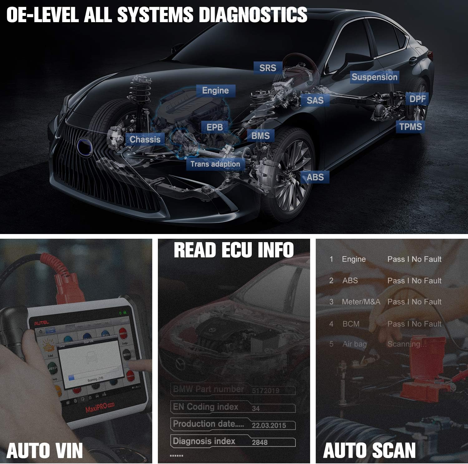 Autel Scanner MaxiPRO MP808K Car Diagnostic Scan Tool [with $150 Adapter kit], 2022 New Model of MP808, MaxiDAS DS808, Same as MS906, with Bi-Directional Control, All Systems Diagnostics, 30+ Services