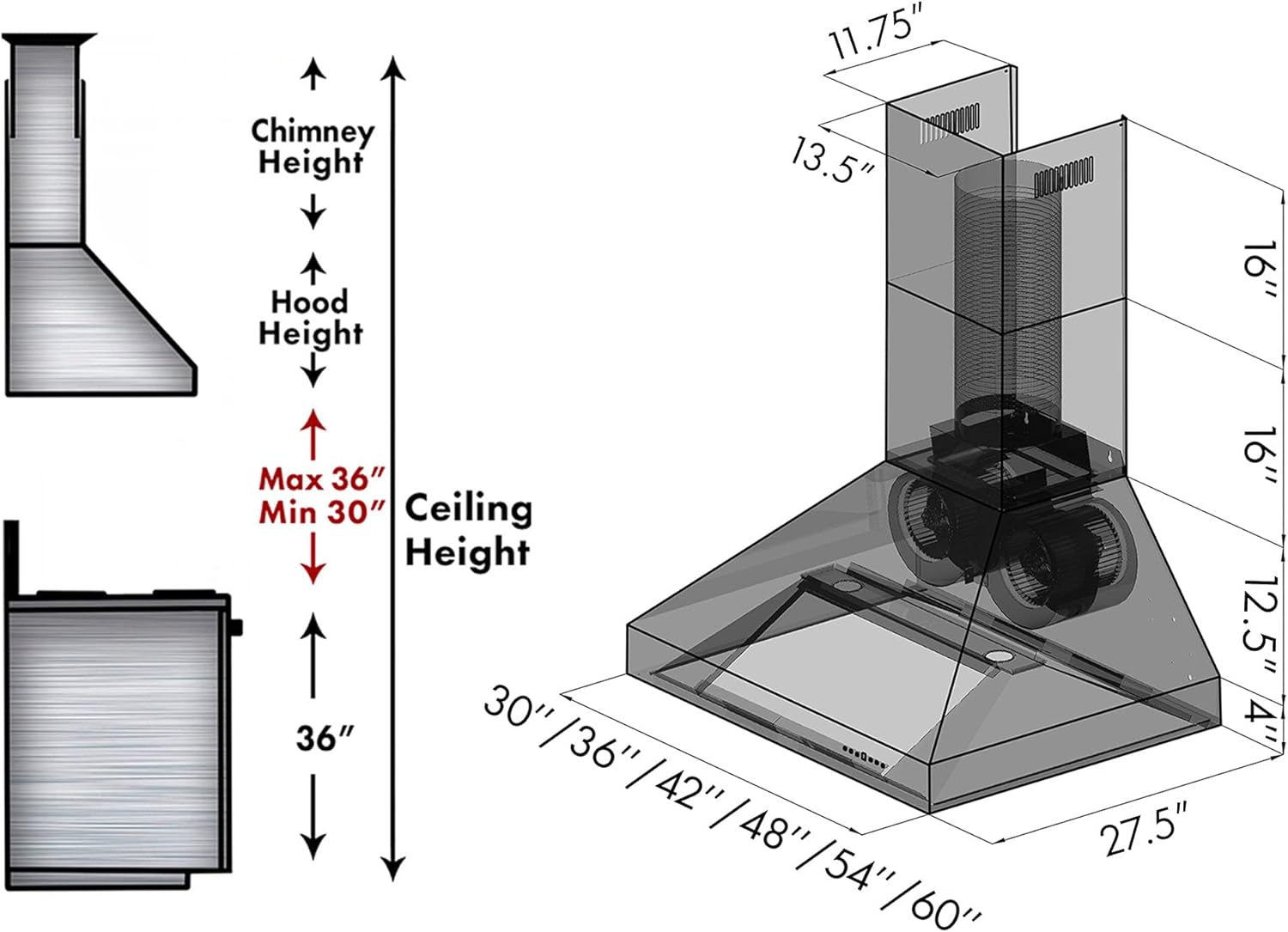 ZLINE 42" Ducted Wall Mount Range Hood in Outdoor Approved Stainless Steel (697-304-42)