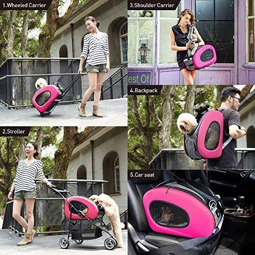 ibiyaya 5-in-1 Pet Carrier with Backpack, Pet Carrier Stroller, Shoulder Strap
