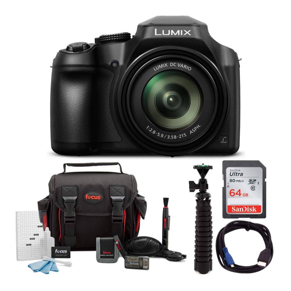 Panasonic Lumix FZ80 4K 60X Zoom Digital Camera with SanDisk 64GB SD Card Bundle